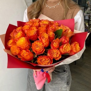 Букет из 35 огненных роз Кения (40 см) в Луховицах