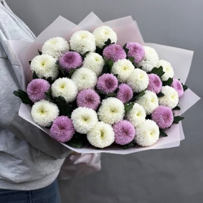 Букет из 31 хризантемы Момоко микс в Луховицах
