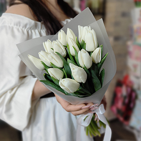 Букет из 15 белых тюльпанов в Луховицах