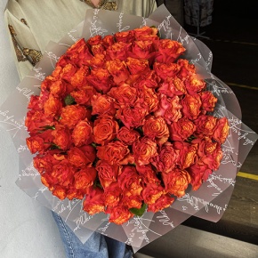 Букет 75 огненных роз (40 см) в Луховицах