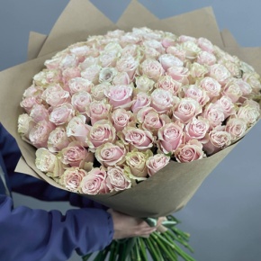 Букет из 101 розы Пинк Мондиаль Эквадор (60 см) в Луховицах