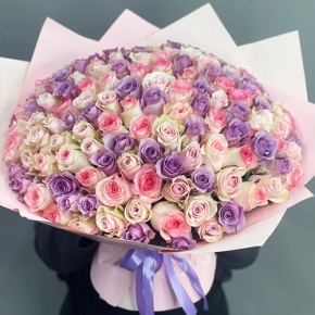 Букет из 101 розы нежный микс (40 см) в Луховицах