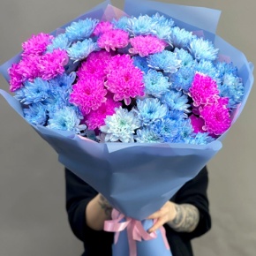 Букет "Матильда" из 15 кустовых хризантем в Луховицах