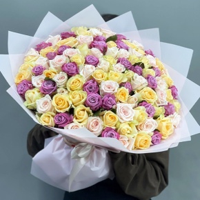 Букет "Желаю тебе" из 101 розы микс (50 см) в Луховицах