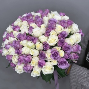 Букет "Фиолетовый микс" из 101 розы (40 см) в Луховицах