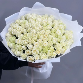 Букет "Лебединая верность" из 101 белой розы (60 см) в Луховицах