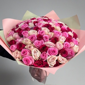 Букет "Ода любви" из 101 розы микс (40 см) в Луховицах