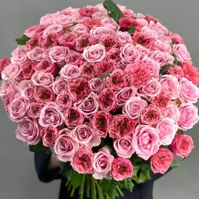 Нежный букет из 101 розы Риджентс парк и Аваланж микс  (70 см) в Луховицах