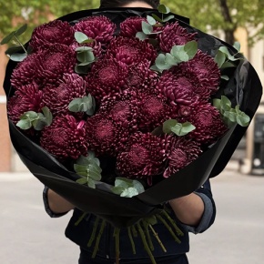 Букет из 21 винной хризантемы Бигоуди в Луховицах