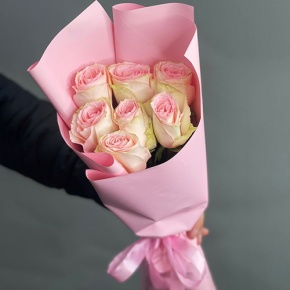 Букет 7 Кенийских розовых роз (40 см) в Луховицах