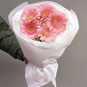 Букет из 5 розовых гербер мини в Луховицах