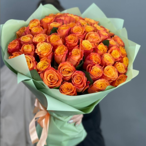 Букет из 71 огненной розы (40 см) в Луховицах