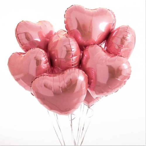 Сердце розовое фольгированный шар с гелием (45 см) в Луховицах