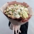 Букет "Шаганэ" из ранункулюсов, хризантем Момоко, озатамнуса, кустовых роз сорта Таня, эустом и гортензий в Луховицах